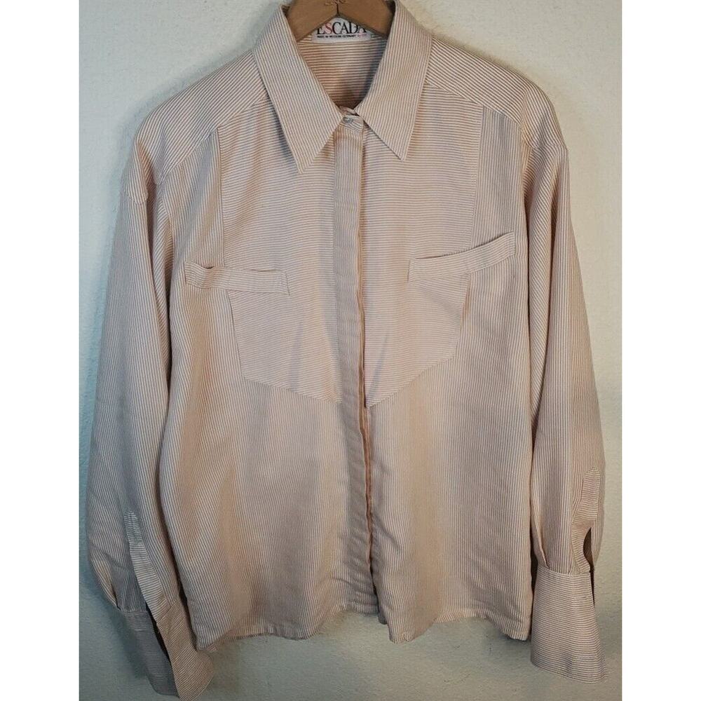 ESCADA VINTAGE Button Up Dress Shirt SIZE 40 12-14 WEST GERMANY 1960s 1970S